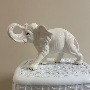 White Ceramic Elephant Figurine